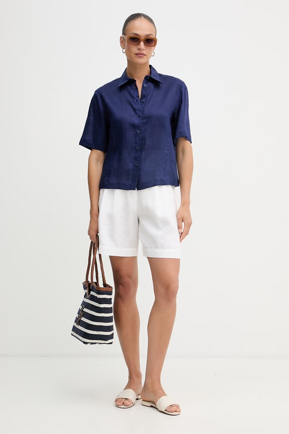 United Colors of Benetton pantaloni scurți de femei din in 4AGHD901V alb SS26