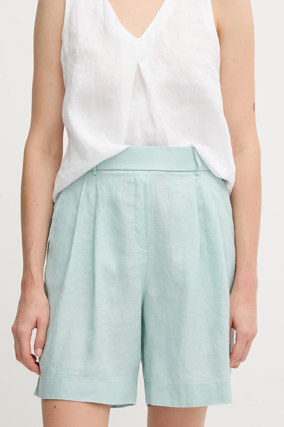 United Colors of Benetton pantaloni scurți de femei din in in turcoaz 4AGHD901V