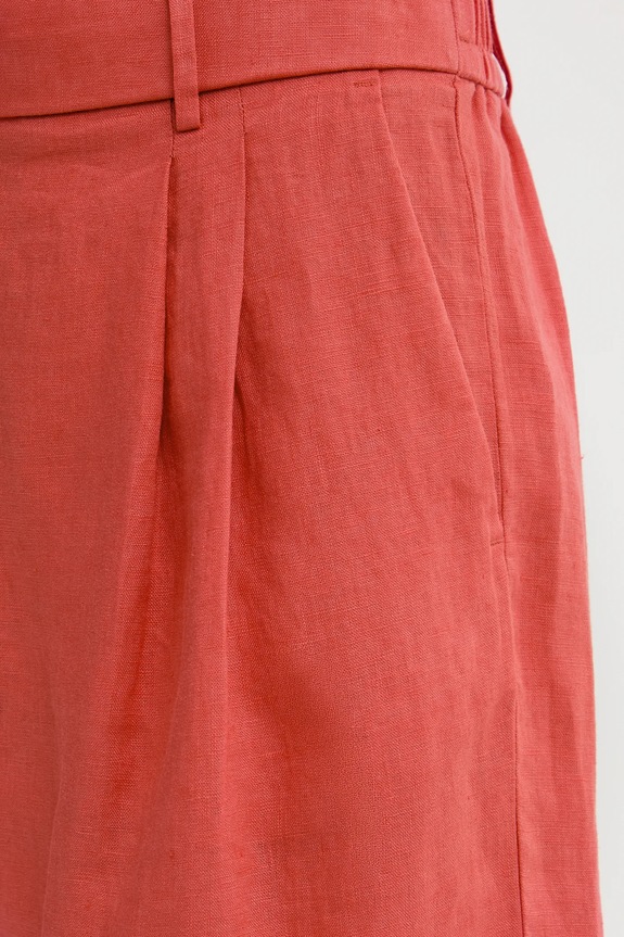 United Colors of Benetton kratke hlače ženske lanene roza 4AGHD901V