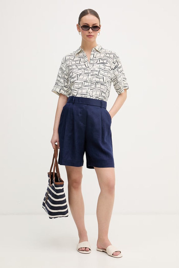 United Colors of Benetton pantaloni scurți de damă din in 4AGHD901V bleumarin SS26