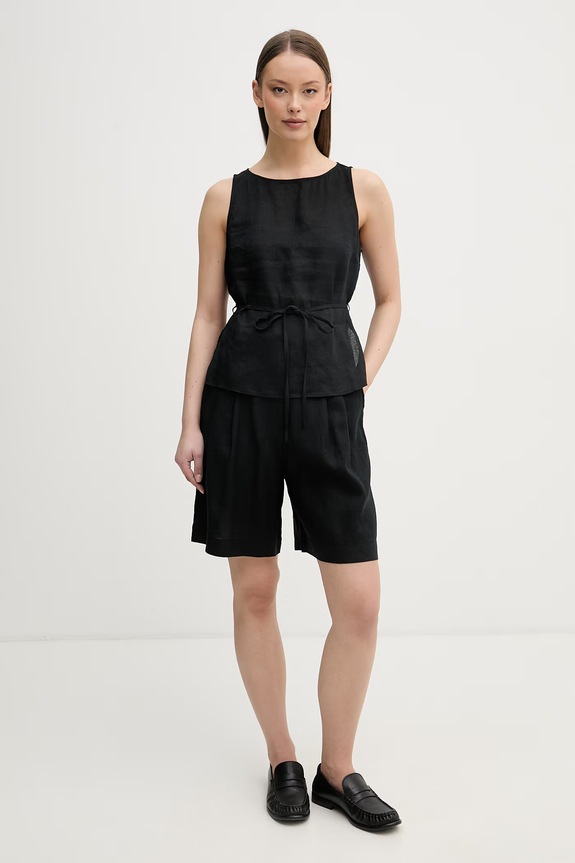 United Colors of Benetton pantaloni scurți de damă din in 4AGHD901V negru SS26