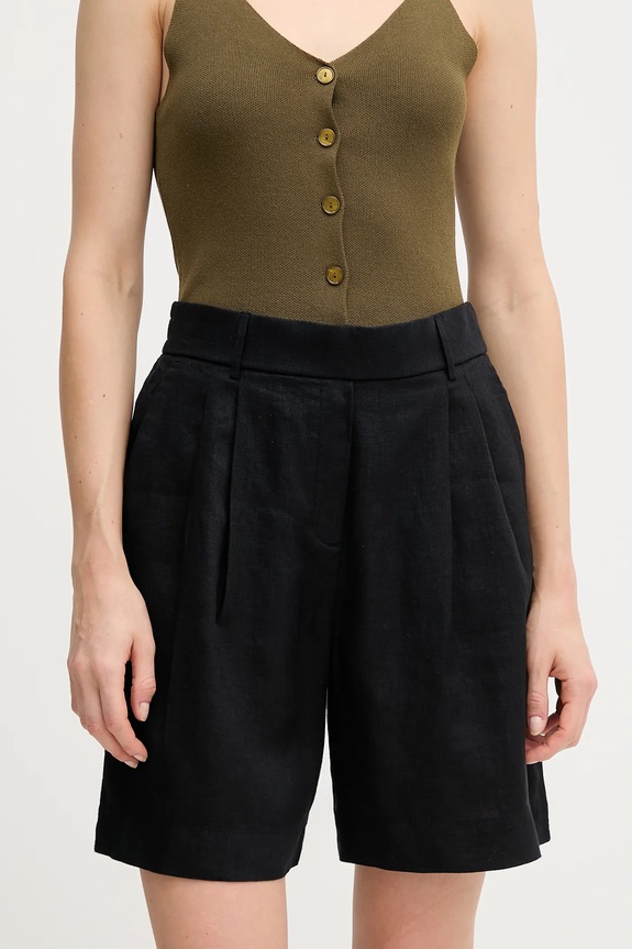 United Colors of Benetton Pantaloni scurți de femei din in in negru 4AGHD901V