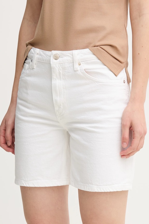 Rifľové krátke nohavice Tommy Hilfiger bavlna biela WW0WW45924