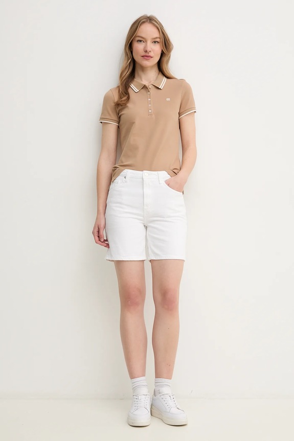 Rifľové krátke nohavice Tommy Hilfiger WW0WW45924 biela SS25