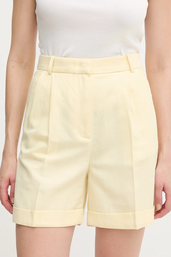 Tommy Hilfiger vászonkeverék rövidnadrág len szállal sárga WW0WW44767
