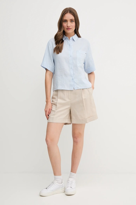 Tommy Hilfiger vászonkeverék rövidnadrág WW0WW44767 bézs SS25