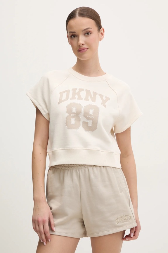 Dkny szorty bawełniane DP5S5252 beżowy SS25