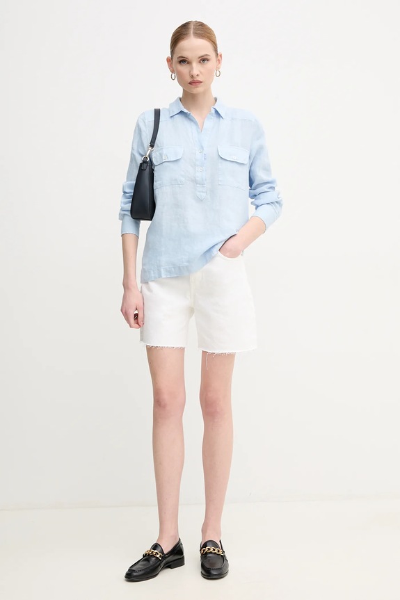 Rifľové krátke nohavice Calvin Klein Jeans J20J225201 biela SS25