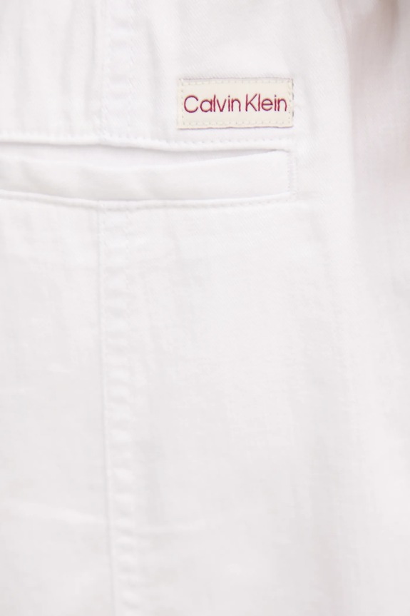 Λινό σορτς Calvin Klein Jeans λευκό J20J225219