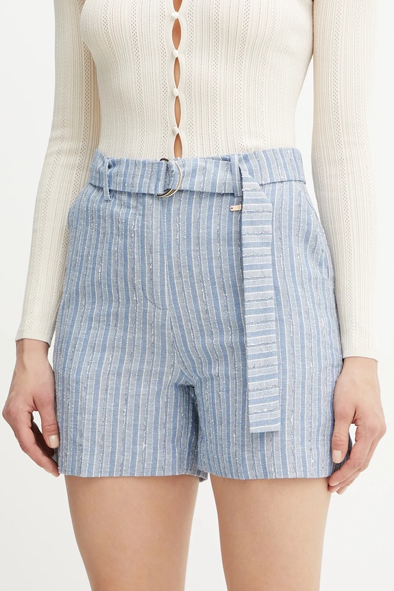 Fracomina pantaloni scurți din amestec de in panza albastru FS25SV6004W402Q6