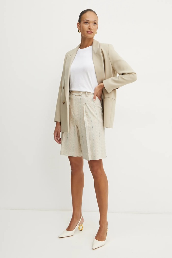 Fracomina pantaloni scurți din amestec de in FS25SV6003W788N8 bej SS25
