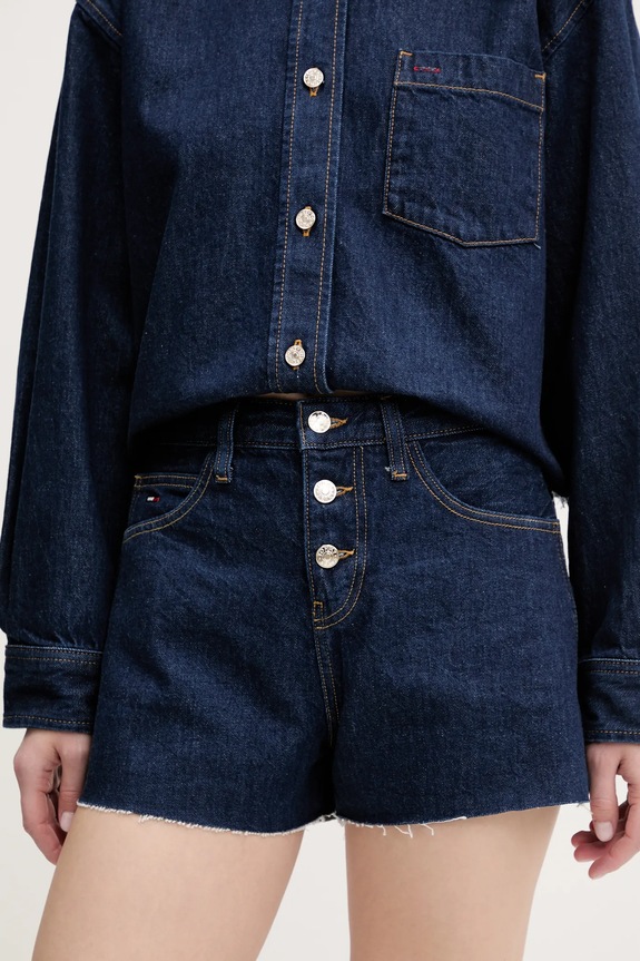 Tommy Jeans pantaloncini di jeans alta blu navy DW0DW20094