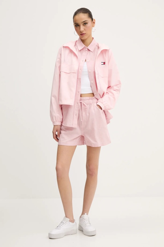Šortky s prímesou ľanu Tommy Jeans DW0DW20360 ružová SS25