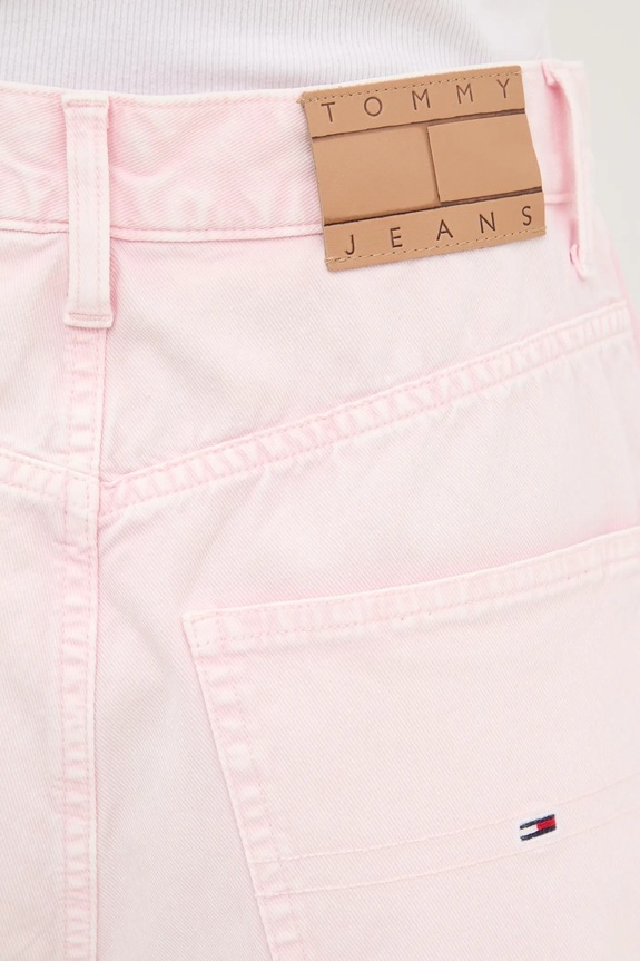 Rifľové krátke nohavice Tommy Jeans ružová DW0DW21646