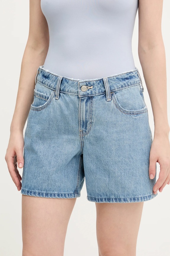 Βαμβακερό τζιν σορτς Hollister Co. βαμβάκι μπλε KI349.5096.278