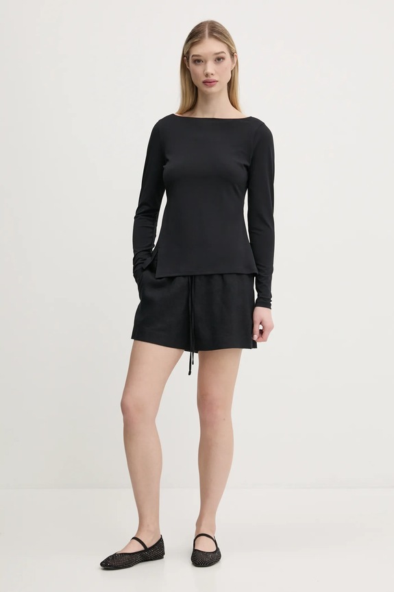 Ľanové šortky Abercrombie & Fitch KI149.5186.900 čierna SS25