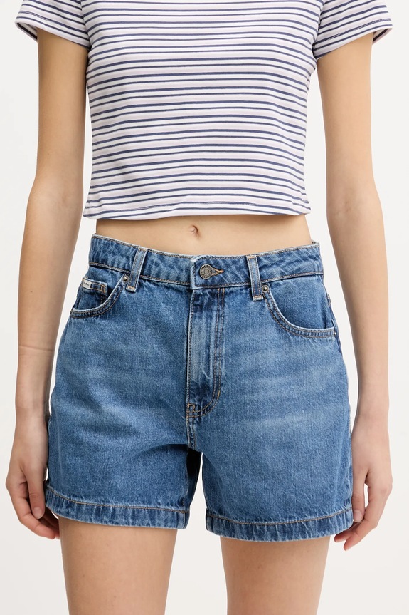 Джинсові шорти Guess Jeans з додаванням льону блакитний W5GD0S.D5O13