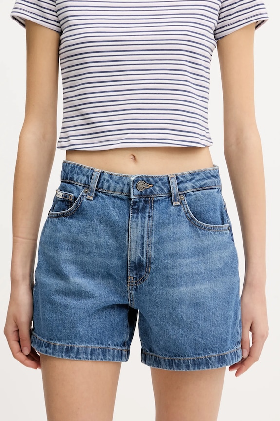 Джинсові шорти Guess Jeans з додаванням льону блакитний W5GD0S.D5O13