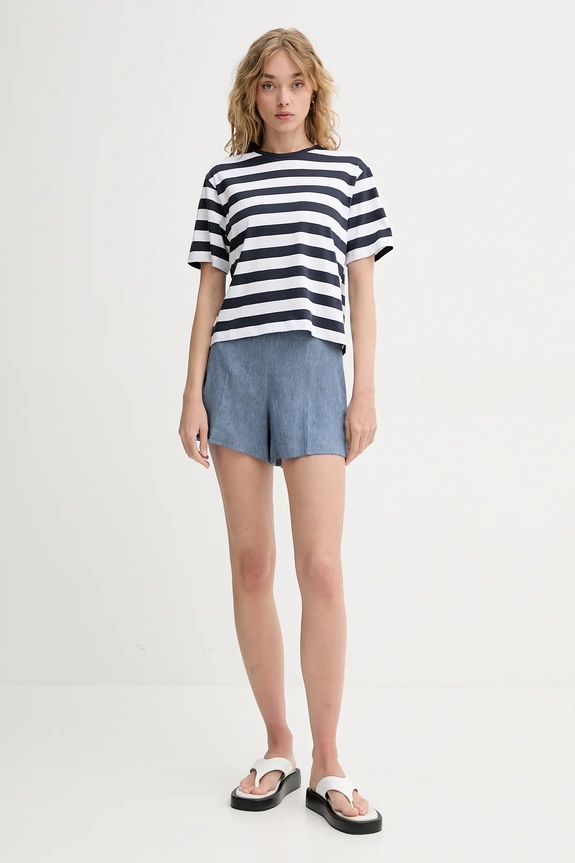 Σορτς από λινό Theory P0303201 μπλε SS25