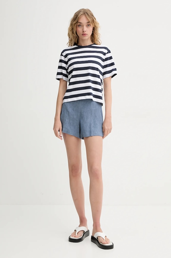 Σορτς από λινό Theory P0303201 μπλε SS25