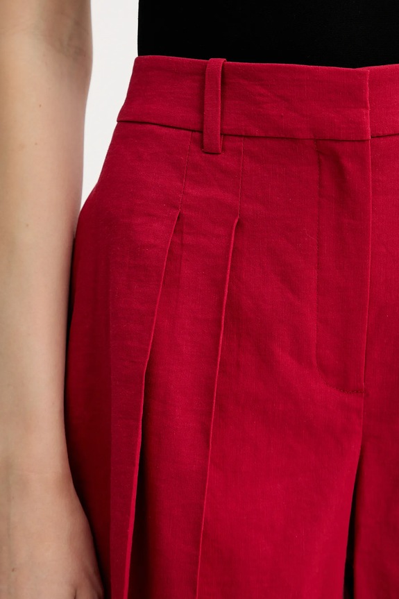 Theory pantaloni scurți din in rosu P0303208