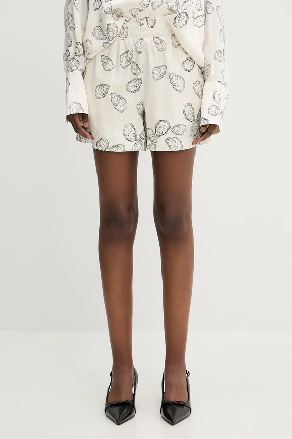 Anine Bing silk shorts Kam Short fabric beige A.05.11007