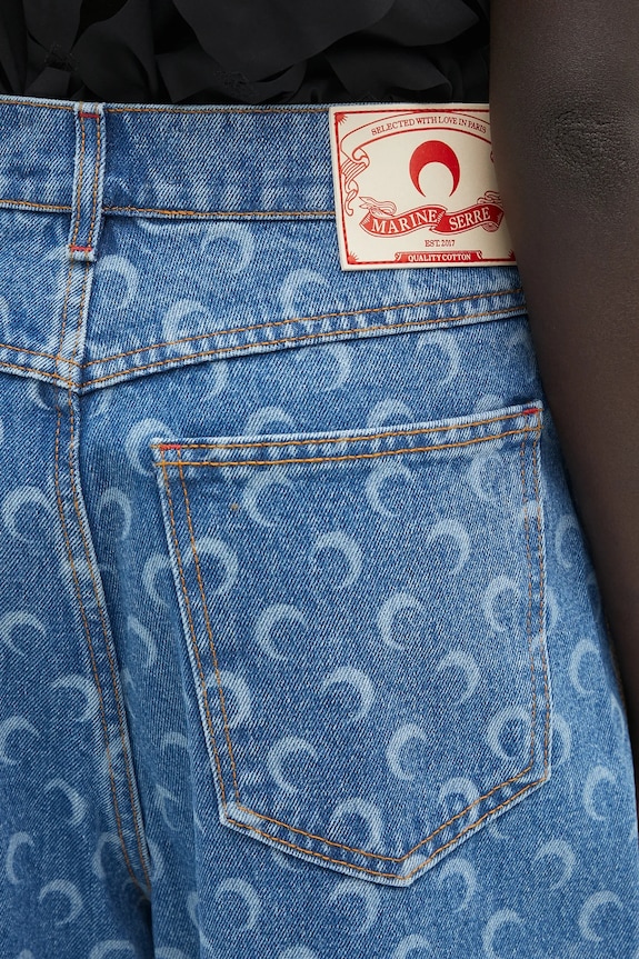 Marine Serre denim shorts Moon Laser Denim Skater USH004A.CDEN0002 blue