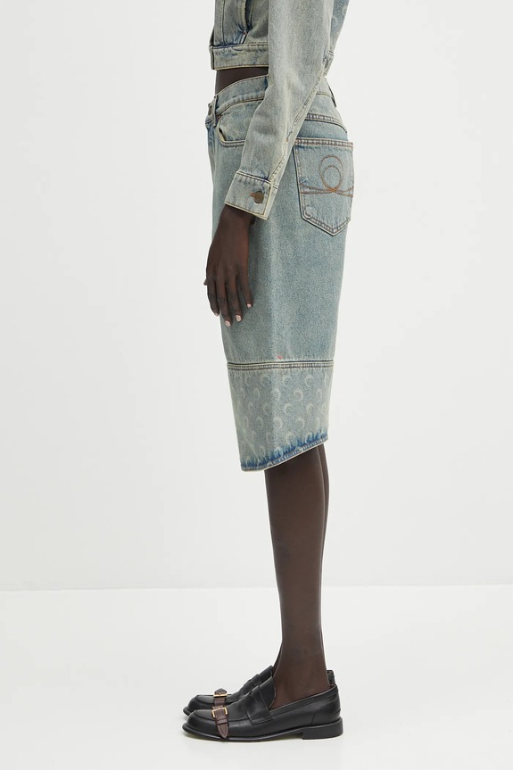 Marine Serre denim shorts Moon Laser Denim Skater USH004A.CDEN0003 blue SS25