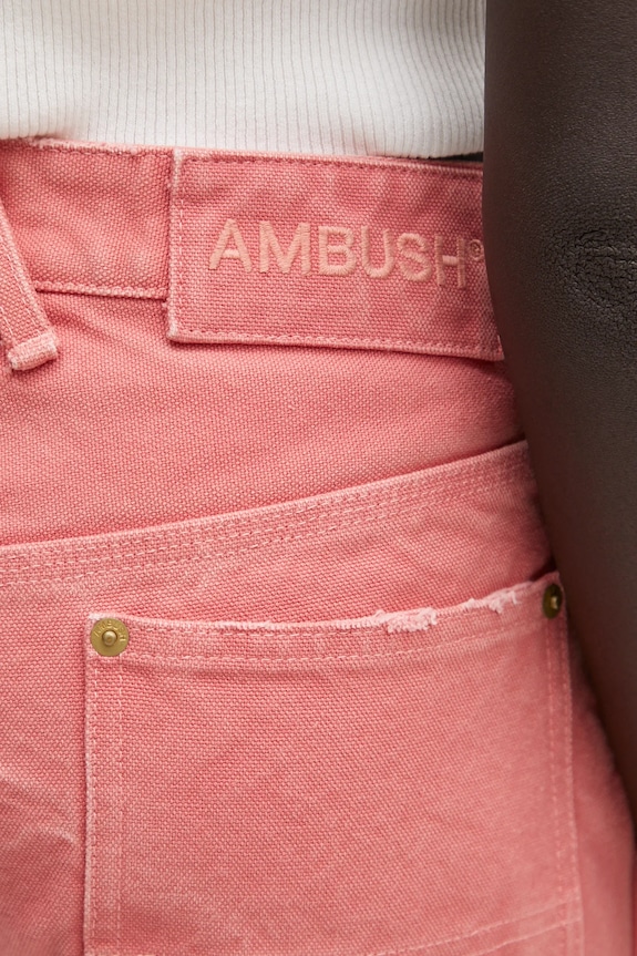 Дънков къс панталон AMBUSH Canvas Short Pants розов 12115383
