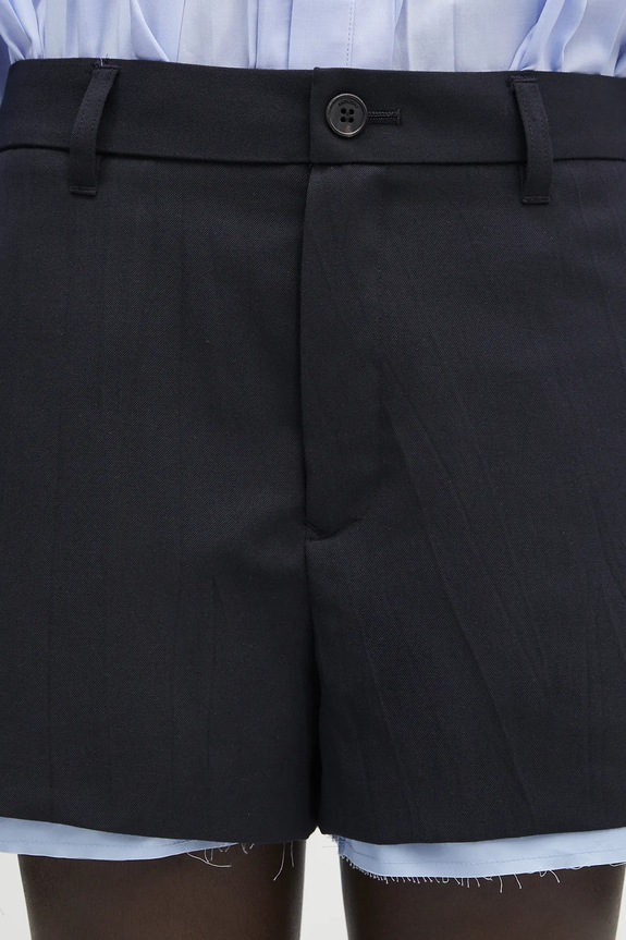AMBUSH wool blend shorts Layered Suit Short Pants navy 12115378