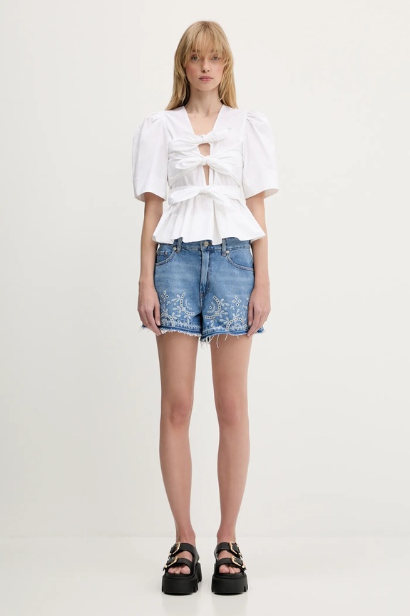 GANNI szorty jeansowe Broderie Anglaise Denim J1678