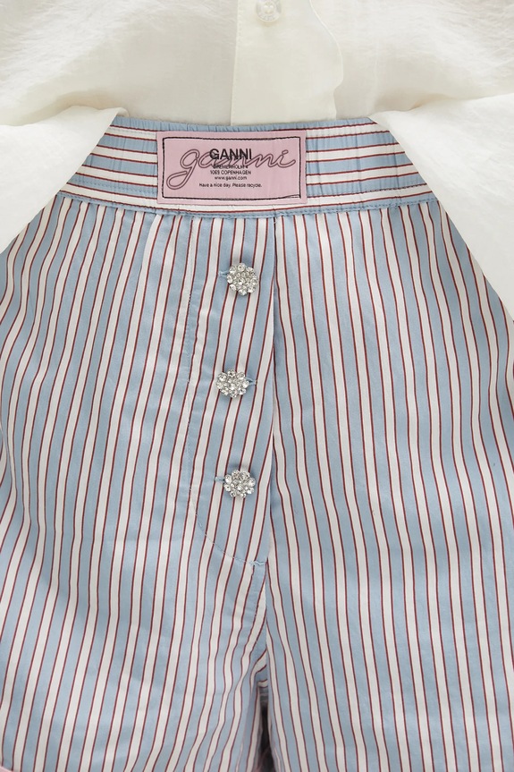 GANNI szorty Yarn Dyed Stripe Elasticated niebieski W0388