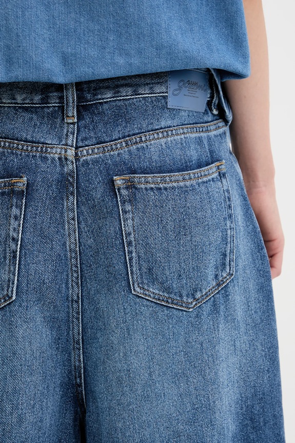 GANNI szorty jeansowe Light Denim granatowy J1702