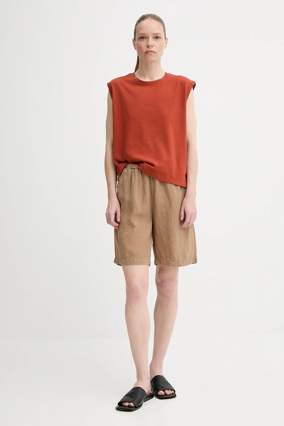 Marc O'Polo pantaloncini in lino 504011215049 marrone SS25