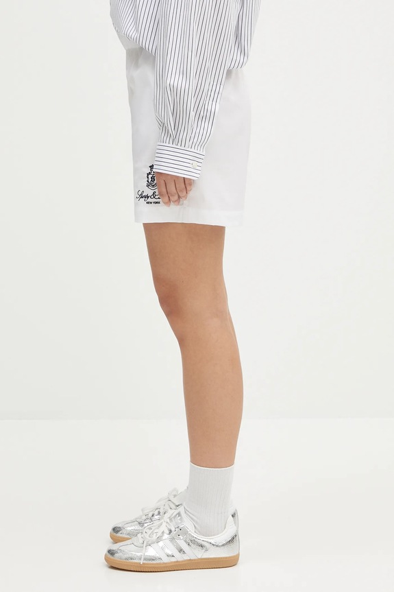 Sporty & Rich cotton shorts Vendome Poplin SH012606205WH01 white SS25