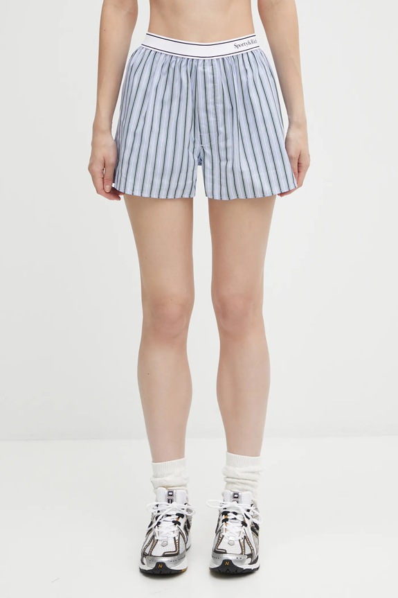 Sporty & Rich cotton shorts Serif Logo cotton blue SH015621300MU02