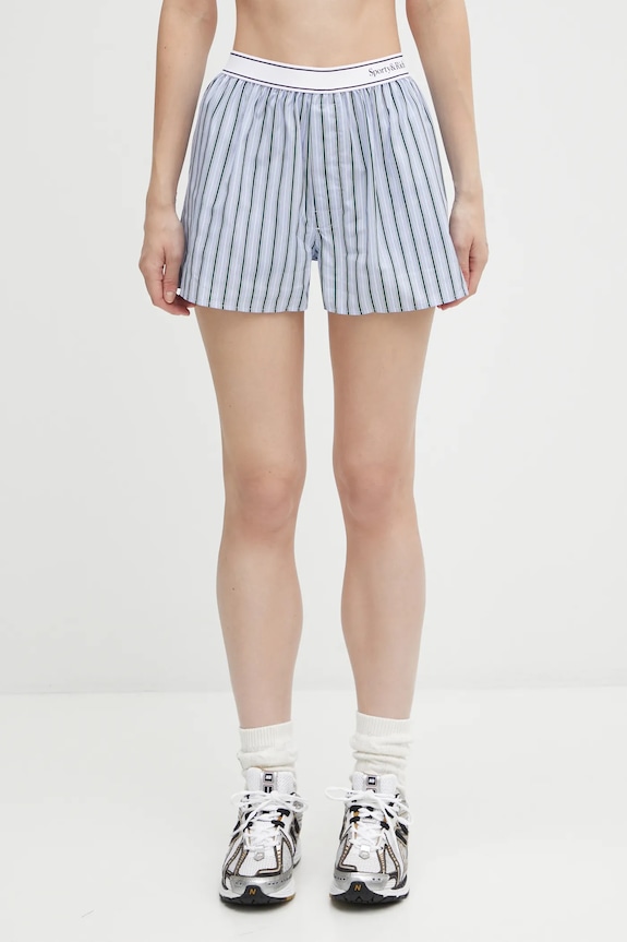 Sporty & Rich cotton shorts Serif Logo cotton blue SH015621300MU02