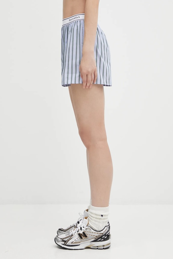 Sporty & Rich cotton shorts Serif Logo SH015621300MU02 blue AW25