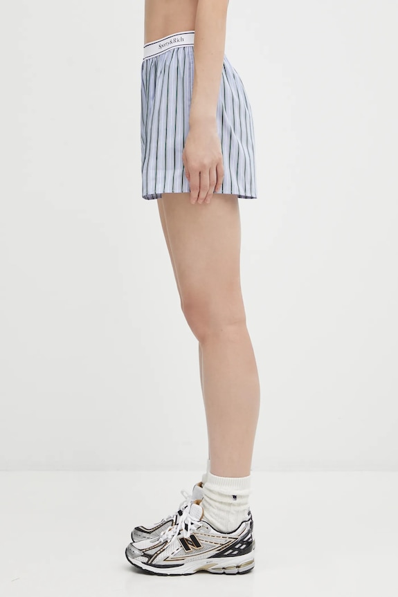 Sporty & Rich cotton shorts Serif Logo SH015621300MU02 blue AW25