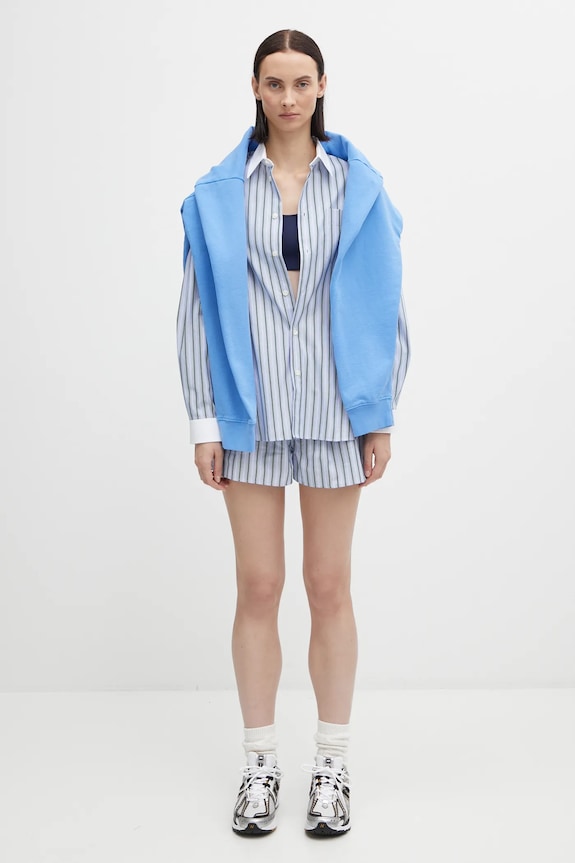 Sporty & Rich cotton shorts Serif Logo SH015621300MU02 blue