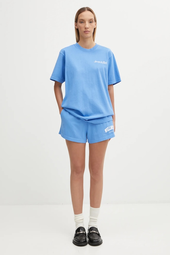 Sporty & Rich cotton shorts Wellness Ivy Disco SH037621001BL102 blue
