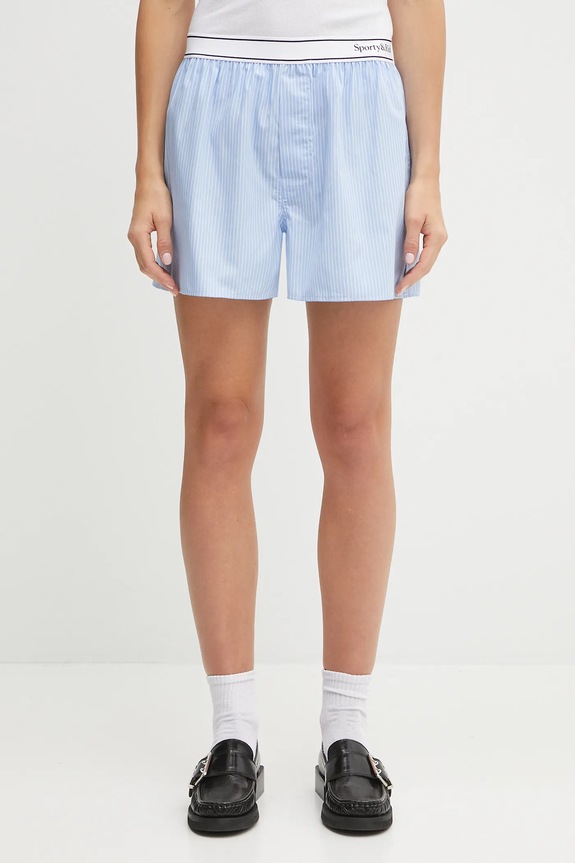 Sporty & Rich pantaloncini in cotone Serif Logo Gym cotone blu SH015602300ST08