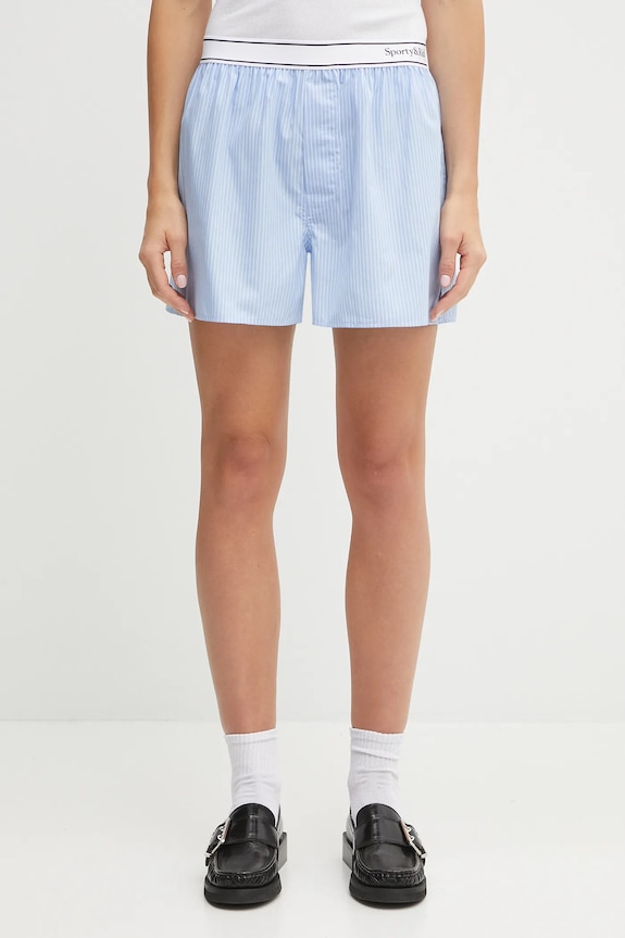 Sporty & Rich pantaloncini in cotone Serif Logo Gym cotone blu SH015602300ST08