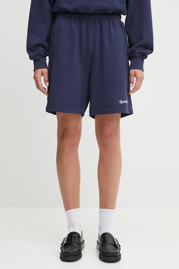Sporty & Rich pantaloncini in cotone Serif Logo Gym cotone blu navy SH039602300BL106