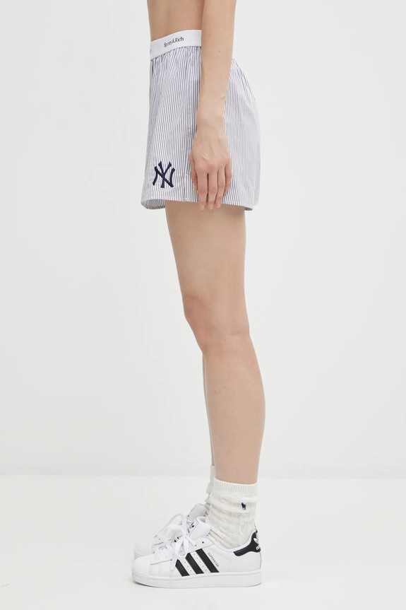Sporty & Rich cotton shorts Yankees Serif SH004623631ST09 blue AW25