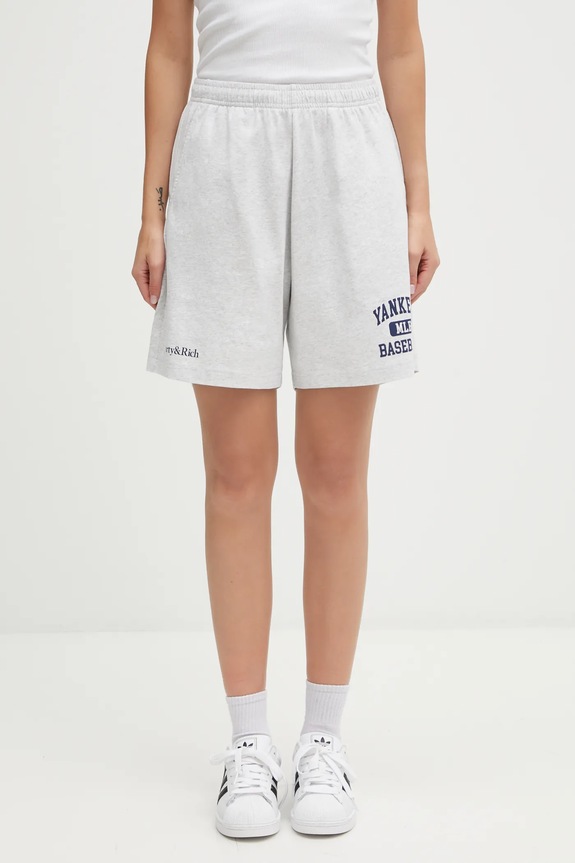 Sporty & Rich cotton shorts Yankees Ivy Gym all-over print gray SH039623660GY03