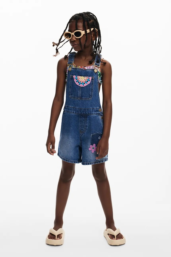 Otroške farmerke iz jeansa Desigual Hlače z naramnicami modra 25SGDD04