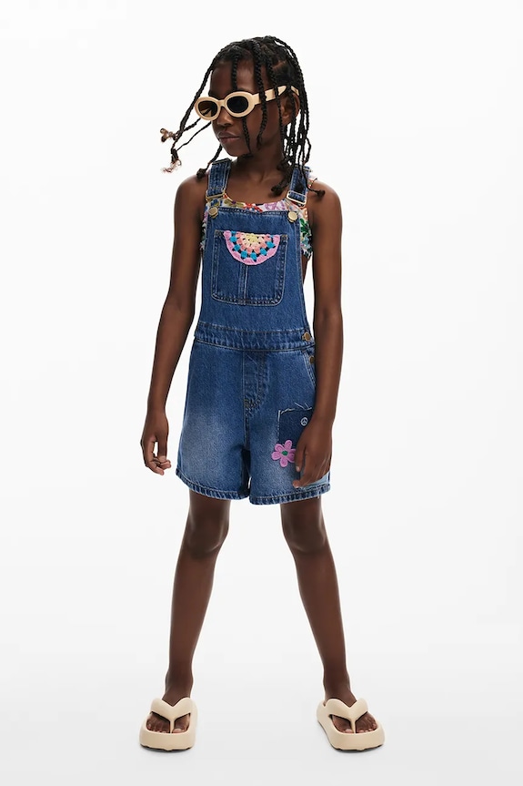 Otroške farmerke iz jeansa Desigual Hlače z naramnicami modra 25SGDD04