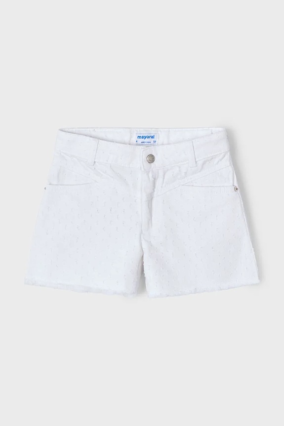 Dječje pamučne kratke hlače Mayoral 3205.6J.Mini.PPYA bijela SS25