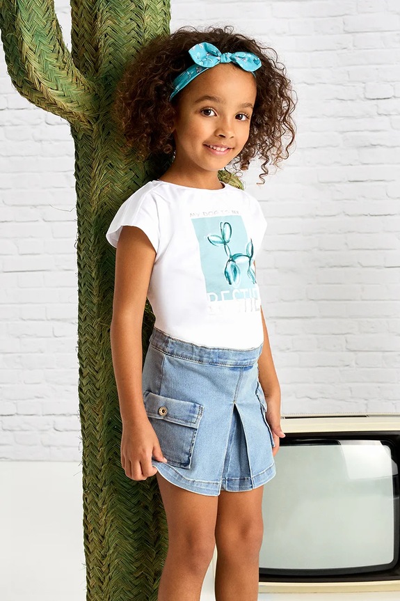 Mayoral pantaloni scurti din denim pentru copii cargo casual albastru 3207.6L.Mini.PPYA